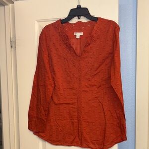 Coldwater Creek Orange Embroidered Blouse tunic vintage L